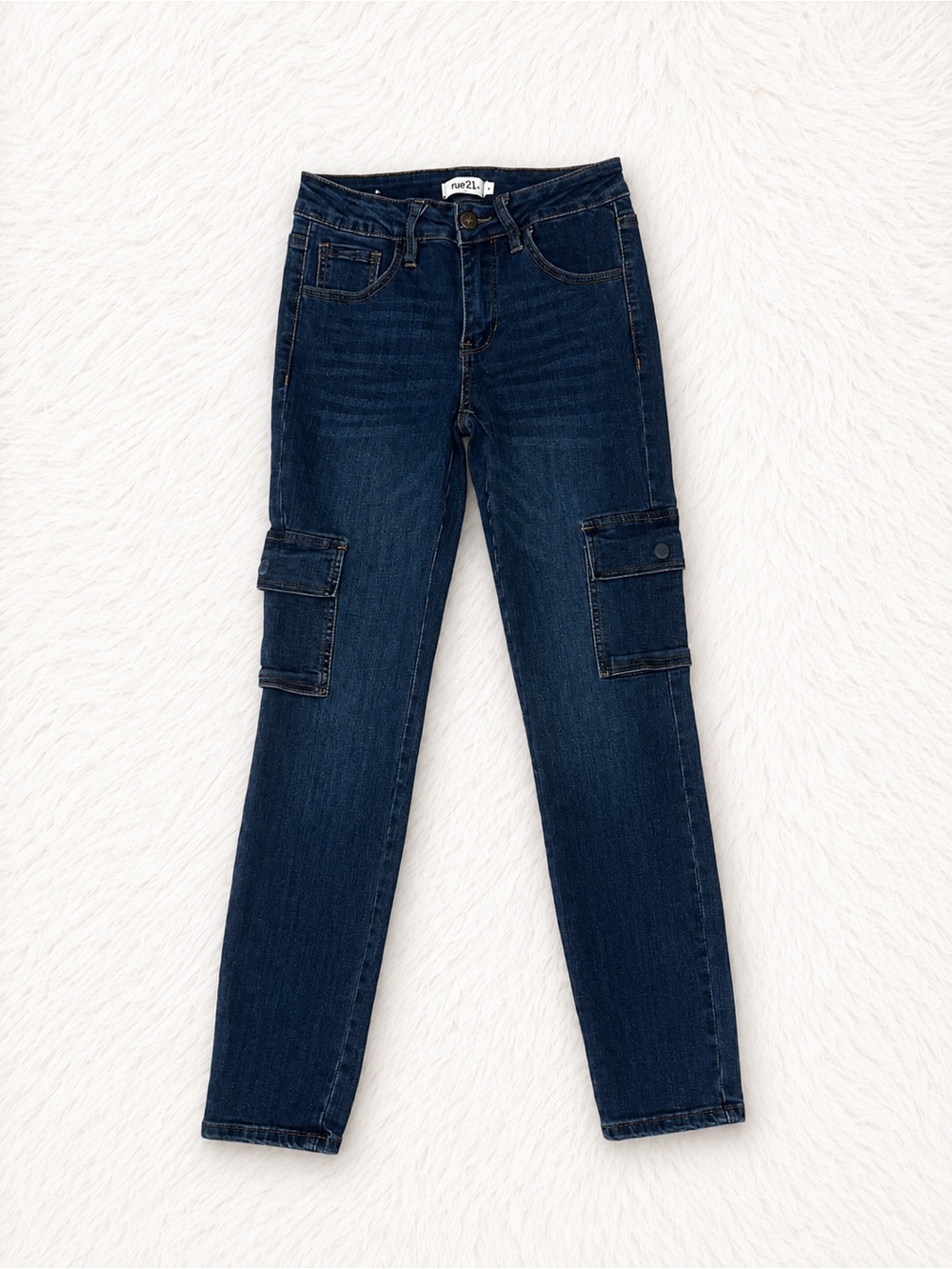 RUE21 Women’s Jeans Size 2 Dark Wash Slim Straight Cargo Pocket Denim